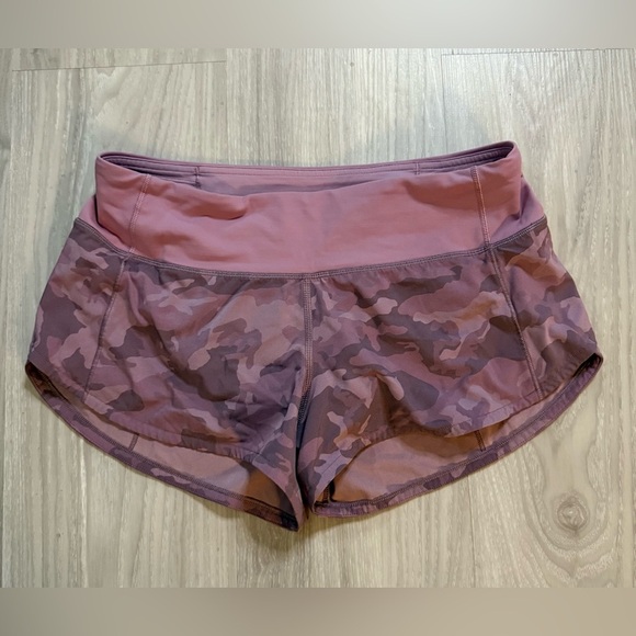 Lululemon Speed Up Shorts 4” Tall Mid Rise |Incognito Camo Pink Taupe Multi Sz 8 - Picture 5 of 9